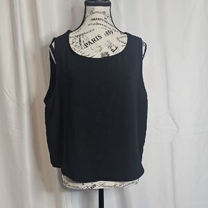 Black Sleeveless Tank Top with Rounded Neckline